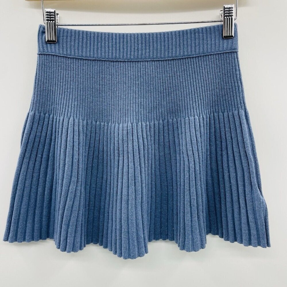 Aerie Womens Size XXS Take Charge Ribbed Pleated Sweater Skirt in Blue 2211
